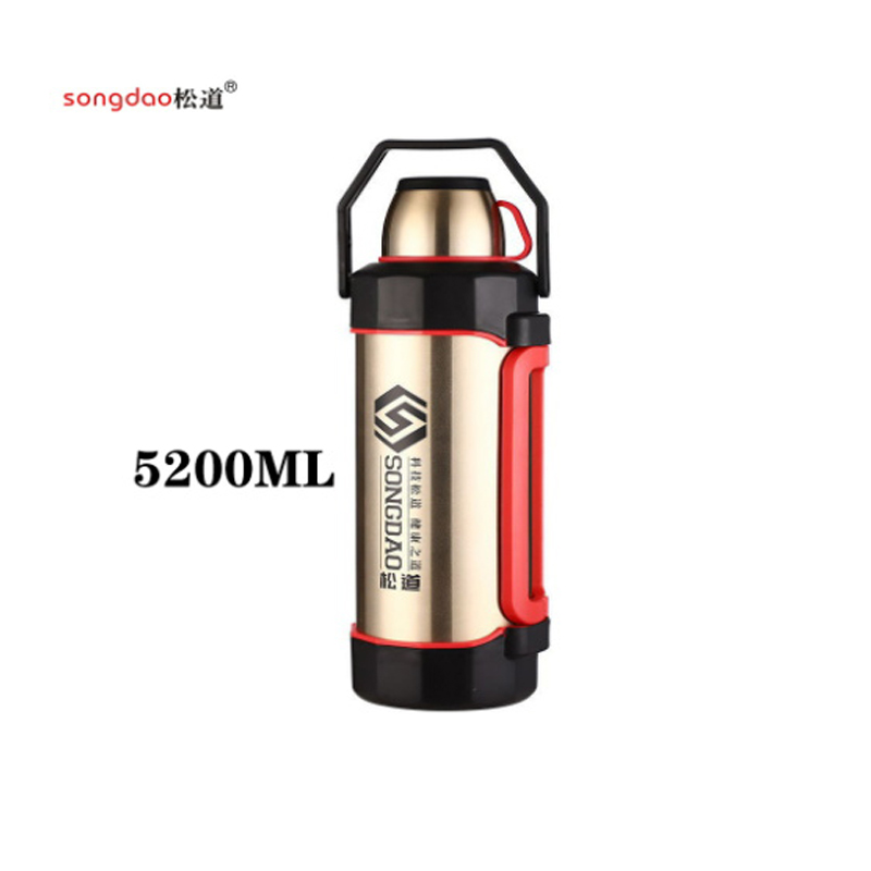 松道不锈钢大容量车载便携旅行热水壶暖水壶热水瓶暖瓶暖壶保温水壶13系列金色5200ml高清大图