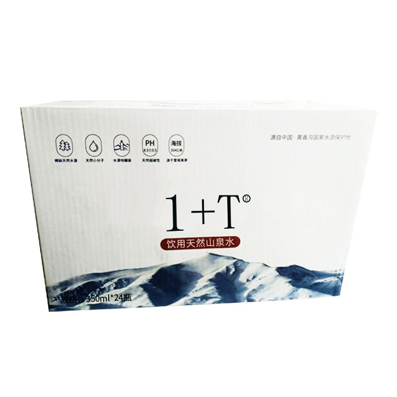 1+T 饮用天然山泉水 350ml*24瓶/箱高清大图