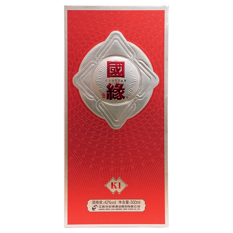 今世缘 国缘k1 浓香型白酒 42度 白酒 500ml 单瓶装(2瓶有手提袋)