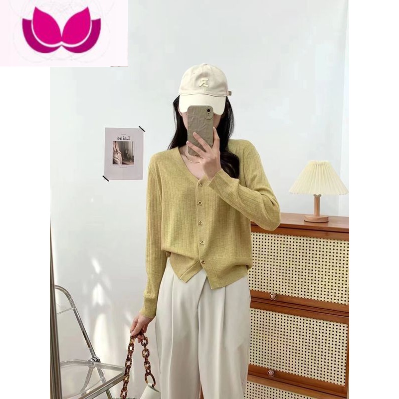 七斓长袖针织衫开衫吊带裙套装裙女2023春装新款气质中长款显瘦连衣裙 黄色上衣 M85-110斤