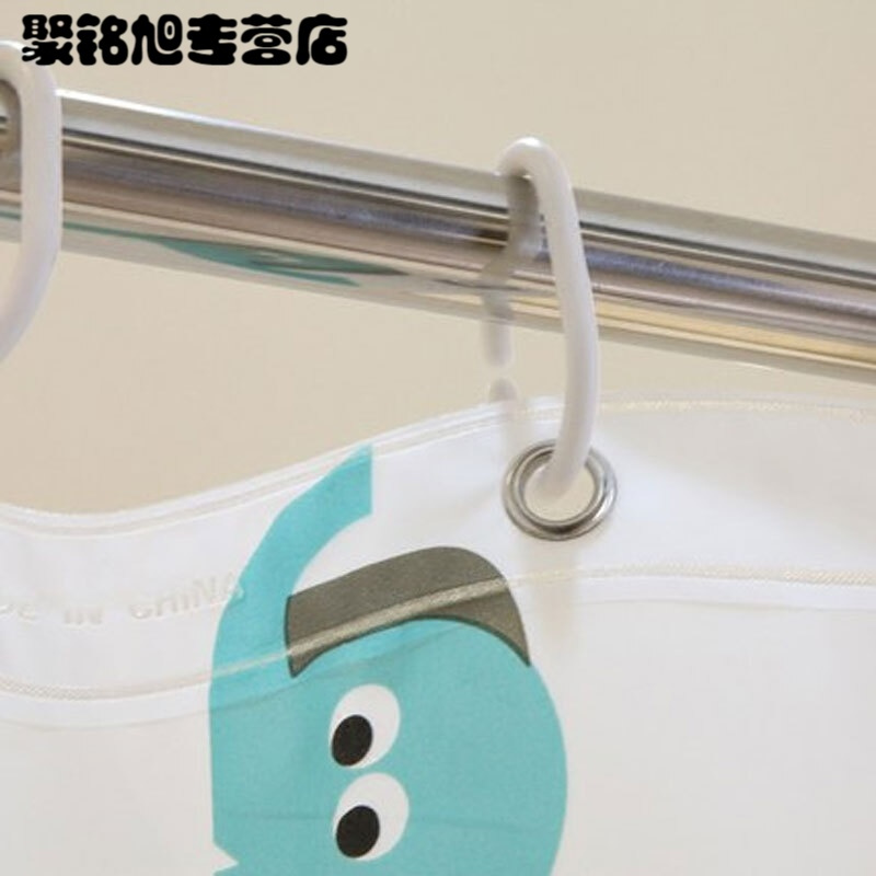 卡通动物加厚浴帘套装隔断浴室免打孔直杆形窗帘布简约清新家居浴室用品