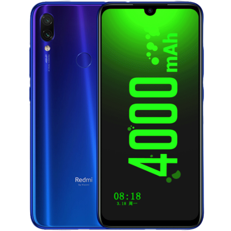 小米 红米Redmi Note7 6GB+64GB 梦幻蓝 幻彩渐变AI双摄 移动联通电信全网通4G手机 小水滴全面屏拍照游戏智能手机