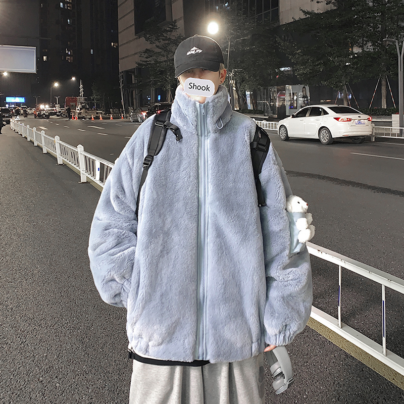 茜靓CHYLLIRN男冬季棉衣加绒加厚小熊情侣潮牌ins宽松棉服绒毛港风