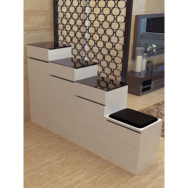 寻木匠烤漆组合阶梯式鞋柜现代简约双面玄关多功能高低柜隔断家用厅柜