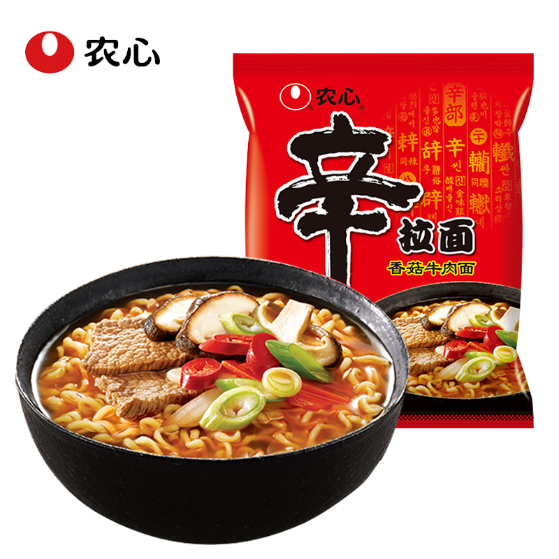 农心辛拉面120g香菇牛肉面方便面大包装方便速食即食泡面