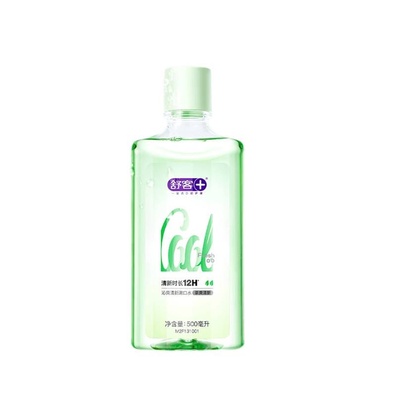 舒客 沁爽清新漱口水(茶爽清新)500mL 清新口气 温和不辣 0酒精 深层清洁 去口臭