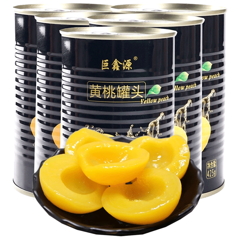 巨鑫源新鲜黄桃罐头单罐425g出口糖水水果罐头食品
