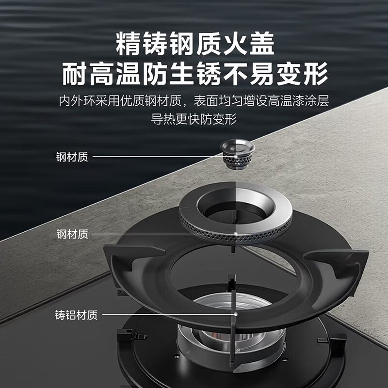 美的燃气灶天然气 双灶具 家用5.2kW猛火灶台嵌两用可调节灶具JZT-QD52[双边定时 烟灶联动大面板]高清大图