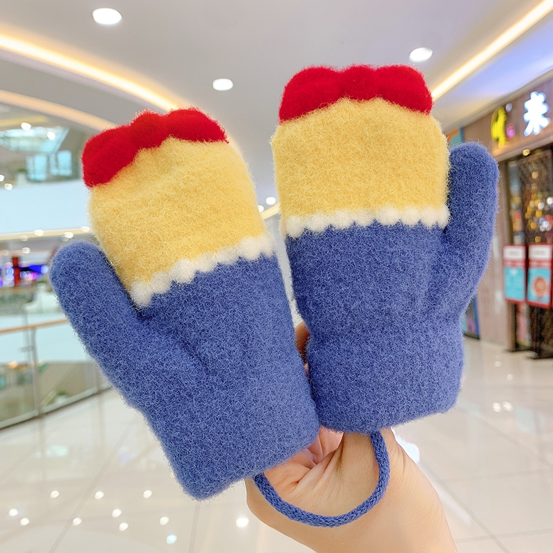 宝宝手套魅扣冬天婴幼儿保暖加绒儿童加厚全包03岁男女童连指