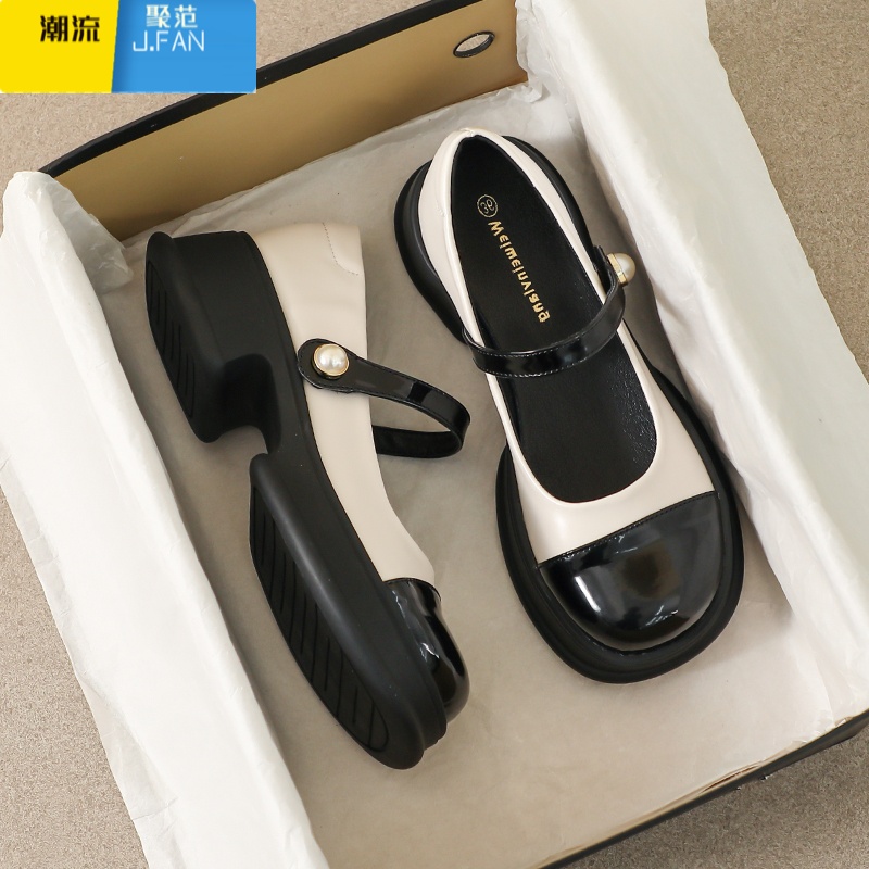 聚范小香风玛丽珍鞋女夏季厚底法式单鞋配裙子jk小皮鞋大码女鞋41一43高清大图