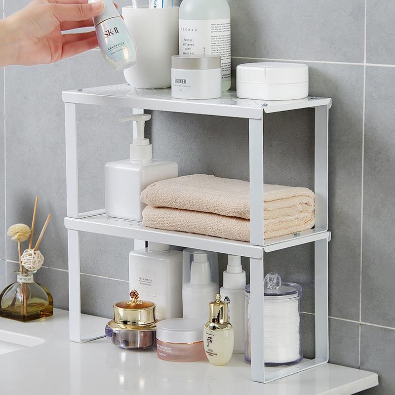 白色小号铁艺厨房用品置物架可叠加台面调料收纳架分层橱柜储物架子