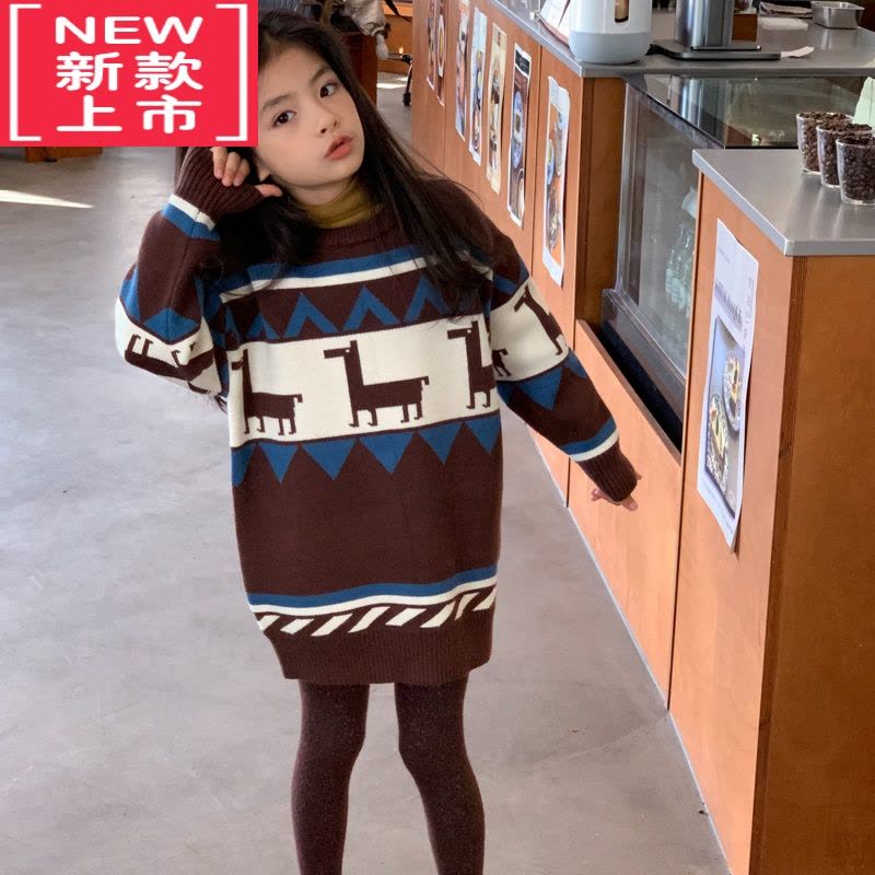 可莉允leobaby女童连衣裙2022秋冬新款儿童包芯纱条纹毛织裙宝宝毛衣裙图片