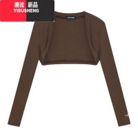 YIBUSHENG法式纯欲抹胸牛仔吊带连衣裙子女收腰气质设计感小众辣妹短裙感 S 咖色开衫