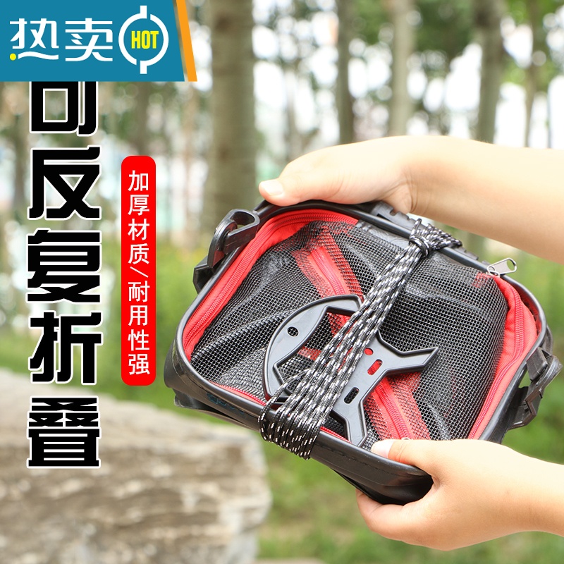 敬平钓鱼打水桶EVA小鱼桶可折叠桶提鱼桶装鱼桶活鱼桶加厚鱼护桶便携 提手款20cm灰色+5.5米打水绳高清大图
