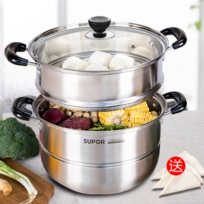 蒸锅 蒸布*3 直径:26cm 苏泊尔蒸锅304不锈钢28大号二2多三层加厚电磁