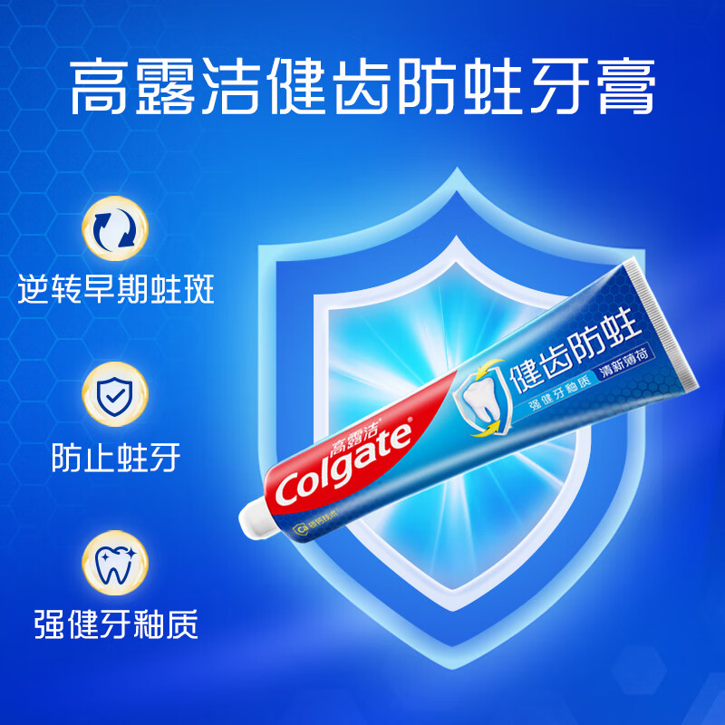 高露洁口腔护理清洁全面防蛀清新薄荷牙膏家庭加量装250g 防蛀固齿清新口气高清大图