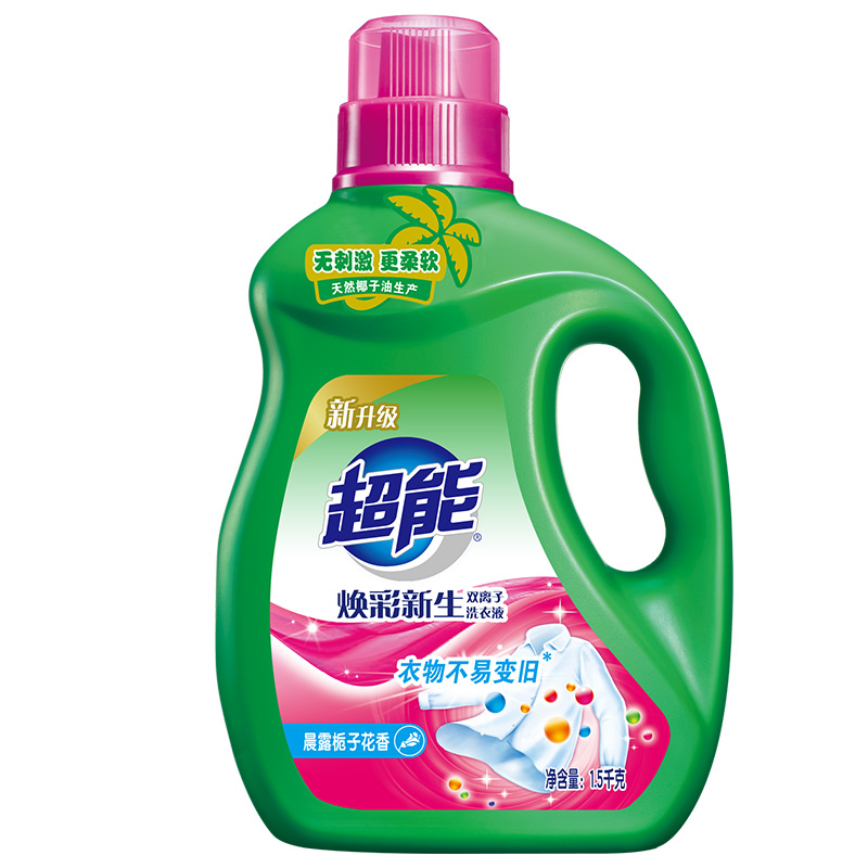 超能 1.5kg+500g*8超能双离子洗衣液 焕彩新生 洗衣液 栀子花香高清大图