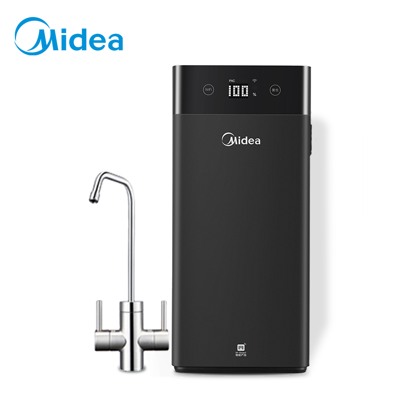 [免费安装]美的(Midea)净水器家用直饮600加仑智能双芯无桶大通量黑豆净水器家用厨下式机MRC1898A-600G