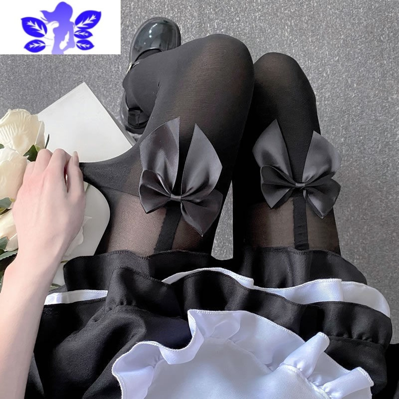 ideamini性感交叉条纹蕾丝吊带一体式黑色丝袜女情调纯欲显瘦夏季薄款