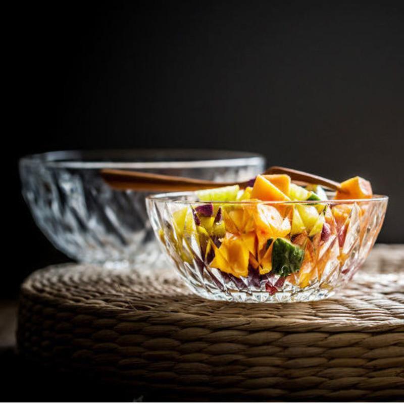 无铅玻璃水晶碗家用米饭碗水果沙拉碗甜品碗钻石碗钻石碗6只装