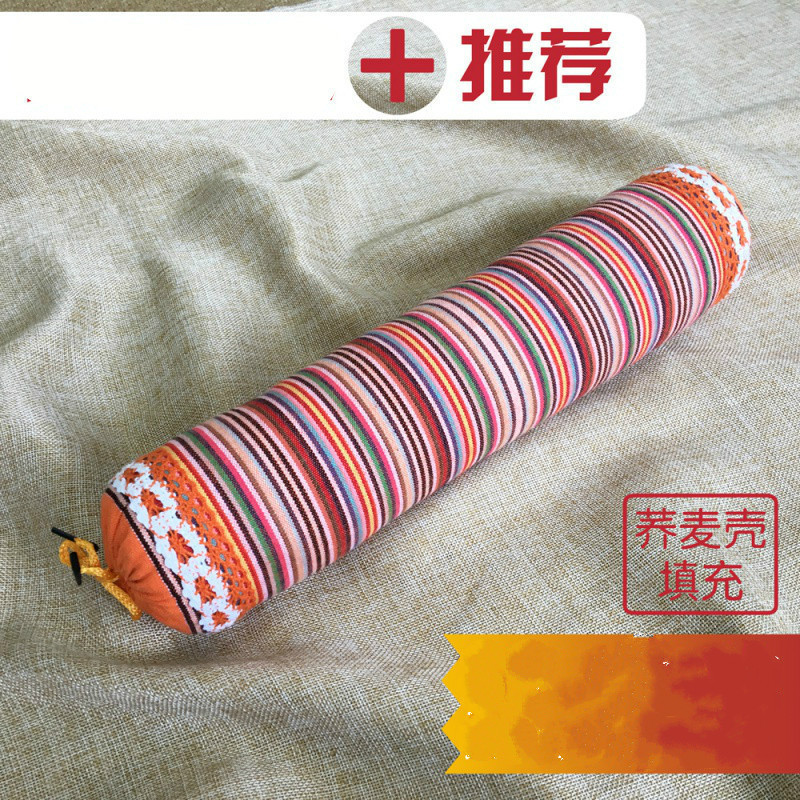 家柏饰(CORATED)颈椎枕头荞麦决明子圆枕圆形修复圆柱颈枕睡觉专用硬护颈糖果单人 默认尺寸 橘黄色