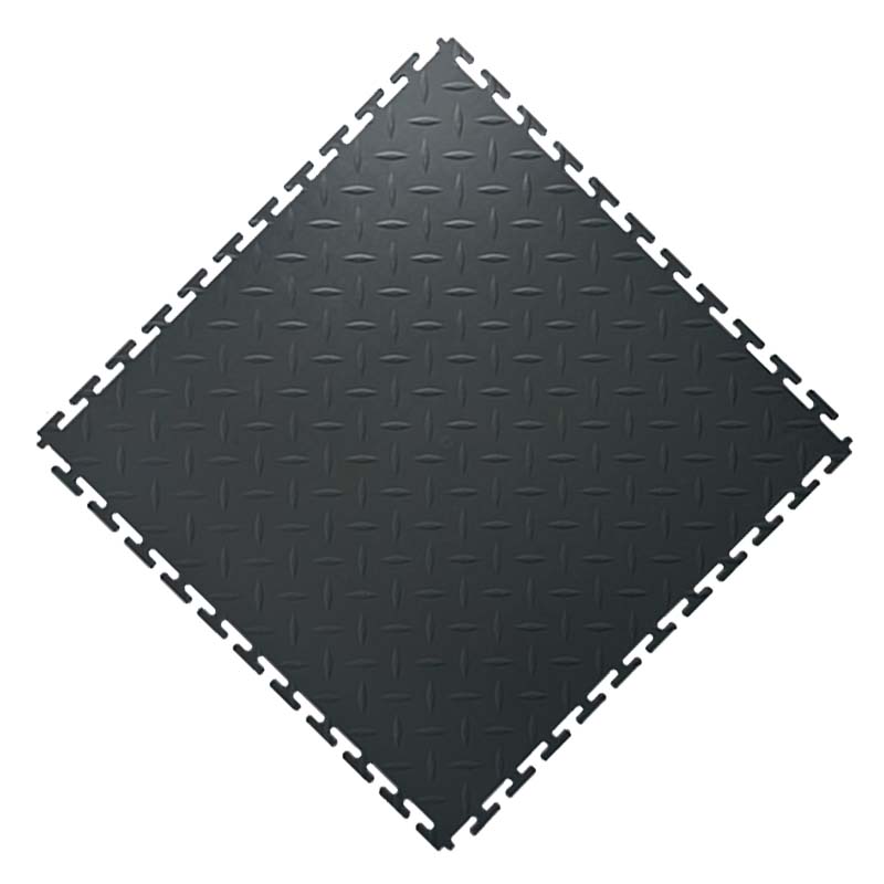 先围 PVC工业地板拼接 黑色钢板纹 片高清大图