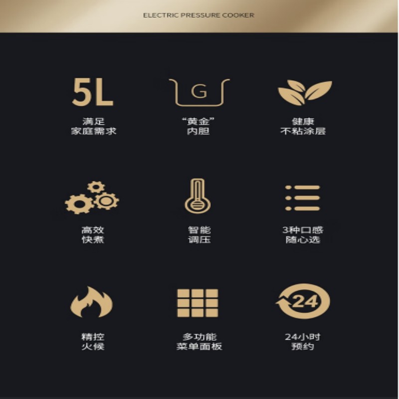 西屋WESTINGHOUSE智能电压力锅3L多功能一键烹饪时尚简约大容量高清大图