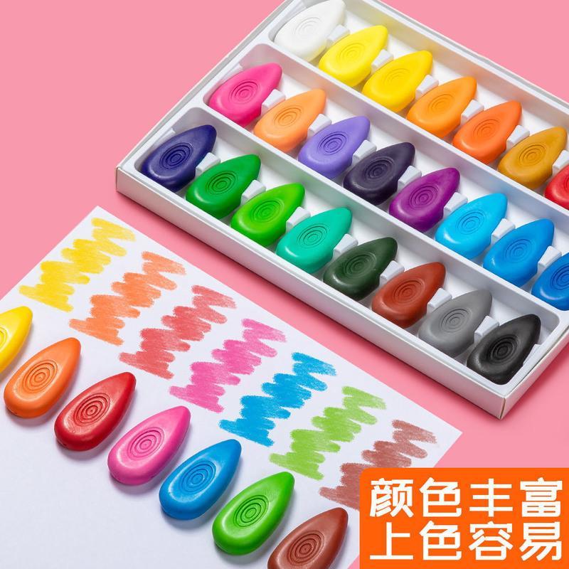 得力水滴蜡笔儿童安全无毒油画棒可水洗幼儿园画画笔不脏手涂色笔 [不易脏手可水洗]12色