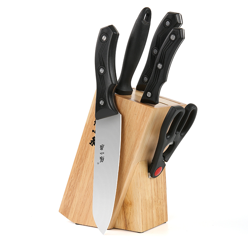 张小泉 山水•星耀系列刀具六件套D40490100(斩切刀+小厨刀+水果刀+厨房剪+刀座+磨刀棒)