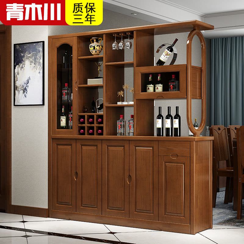 青木川实木酒柜鞋柜一体靠墙客厅家用入户进门口玄关隔断屏风柜双面高柜图片