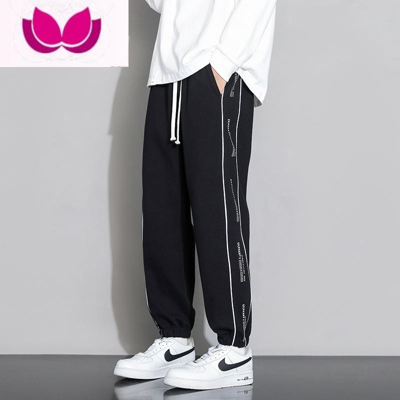 七斓裤子男士款潮牌夏季工装束脚裤男款卫裤春季男生运动休闲长裤