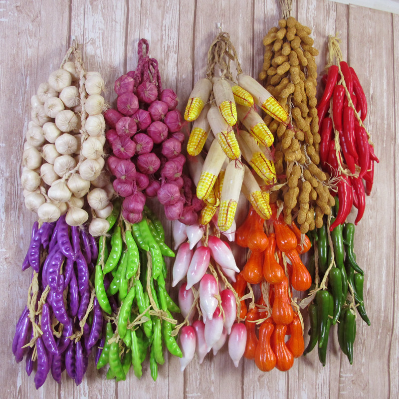 大蒜仿真玉米水果蔬菜农家乐装饰假辣椒大蒜挂件饭店火锅店田园农作物