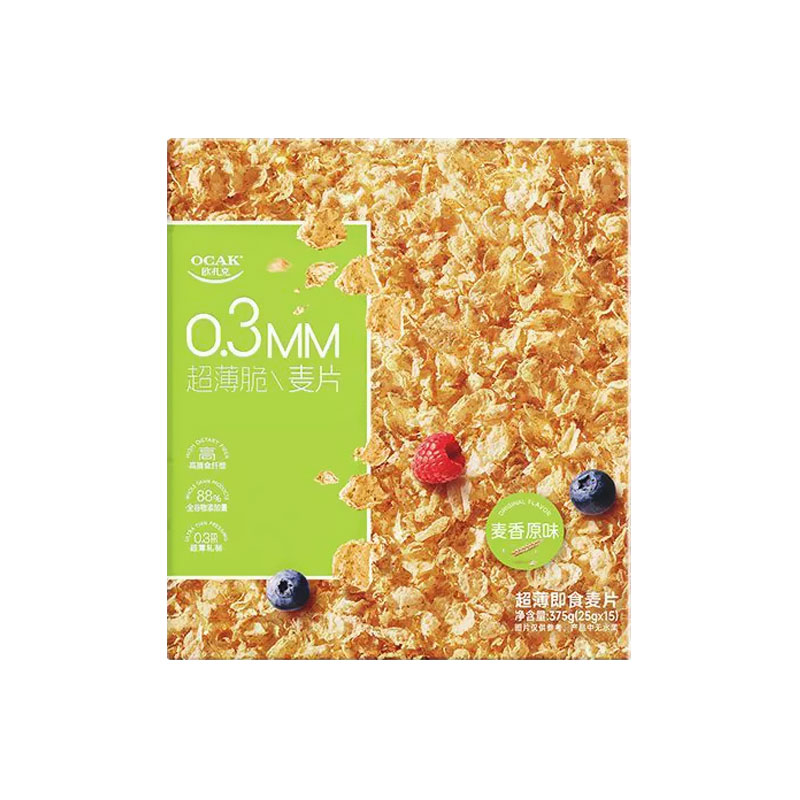 欧扎克超薄脆即食麦片代餐营养早餐燕麦 麦香原味375g/盒高清大图