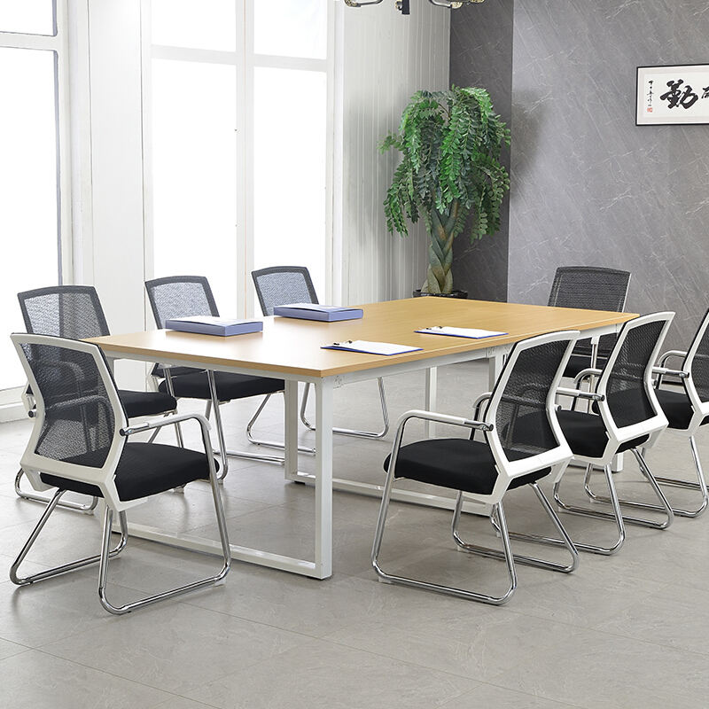 一鹏会议桌长条桌4米洽谈桌钢架桌板式工作台员工桌培训桌视频