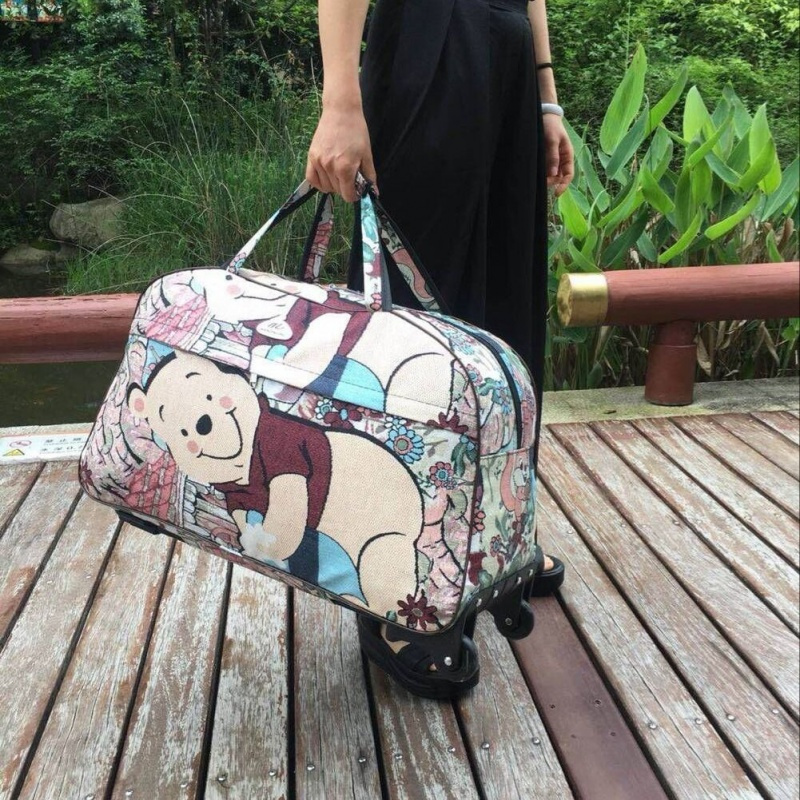 拉杆包短途旅男大容量行李包女登机拉杆箱旅行袋旅行包手提旅游包 黑底彩圈 大号手提包不带拉杆