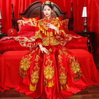 秀禾服新娘2018新款龙凤褂凤冠霞帔中式婚纱礼服嫁衣秀和服敬酒服