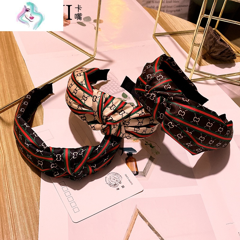 2020新款韩国简约字母条纹打结发箍女布艺头箍卡箍
