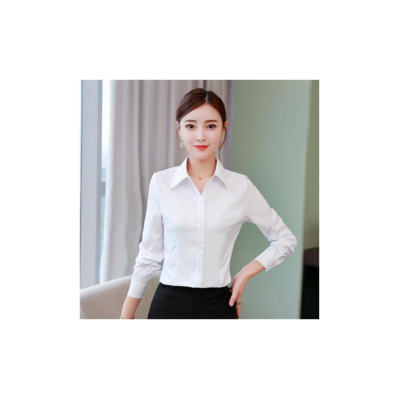 艳如飞白衬衫女短袖长袖宽松夏装半袖工作服正装工装大码衬衣职业女装ol大码女装