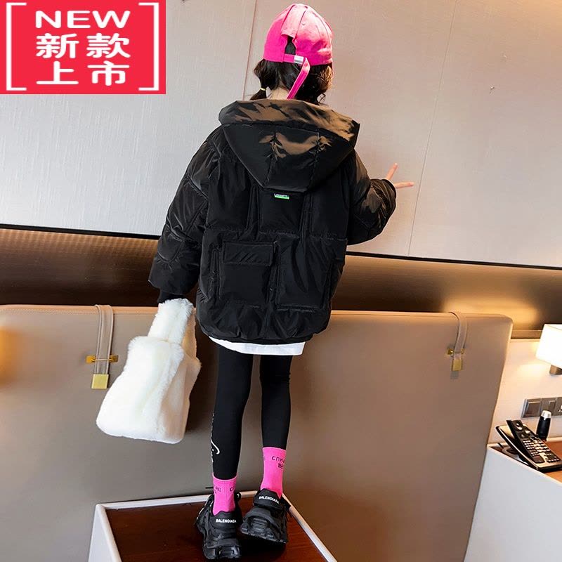 可莉允女童棉衣冬季加厚2022韩版儿童连帽外套大童冬款保暖中长款棉服潮图片
