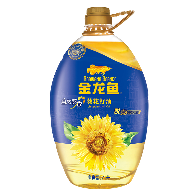 金龙鱼 阳光葵花籽油 4L 物理压榨食用油 充氮保鲜少油烟 新老包装随机发货