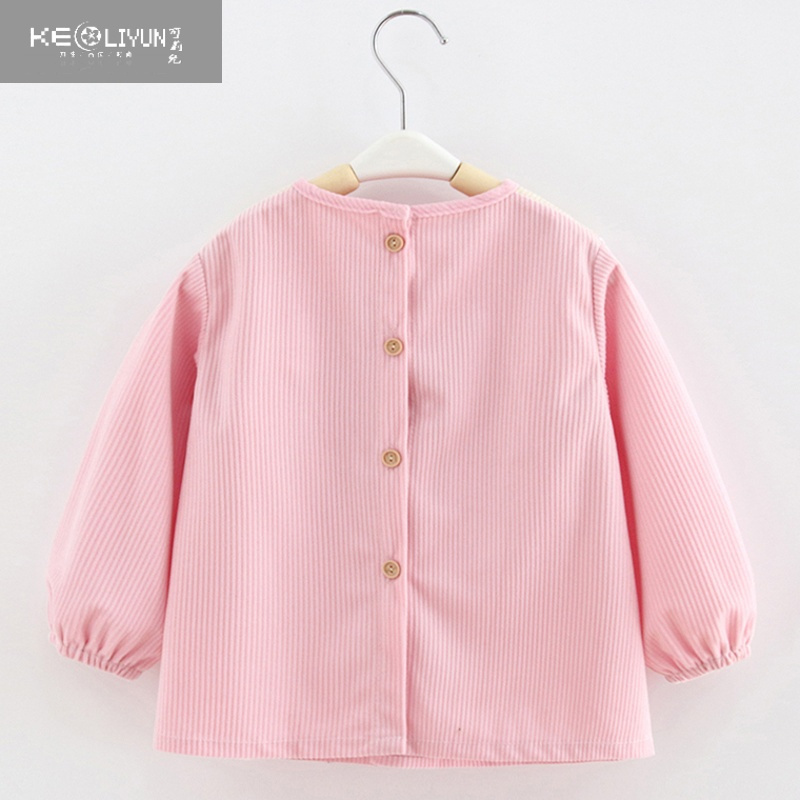 可莉允女宝宝罩衣儿童围裙吃饭围兜婴儿防水防脏外穿洋气护衣饭衣