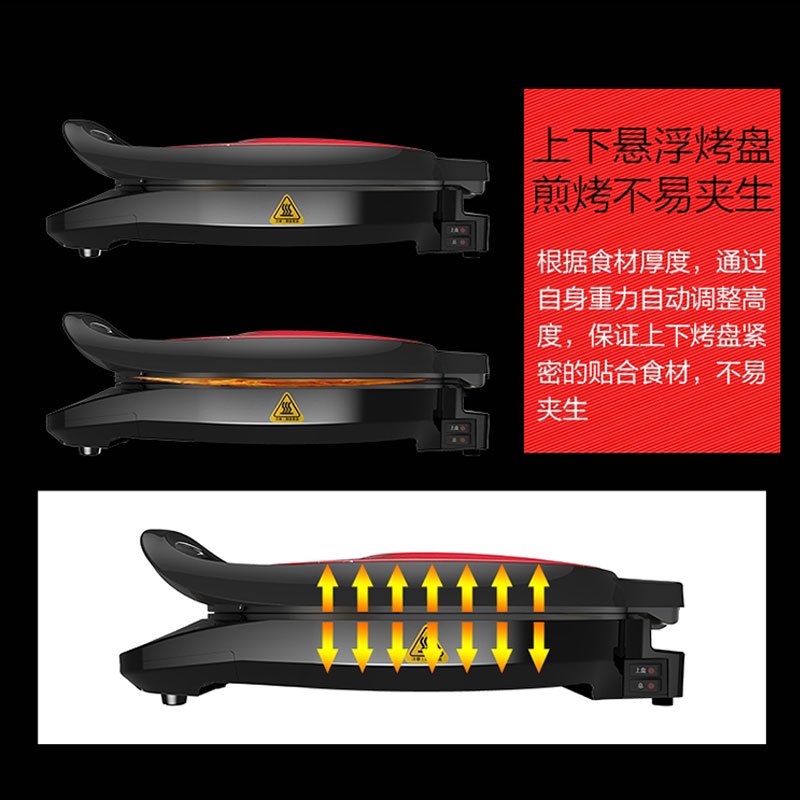 九阳(Joyoung)煎烤机 JK-32E69 32cm不粘涂层上下盘单独加热易清洗微电脑式 双面悬浮 创新导油槽电饼铛高清大图
