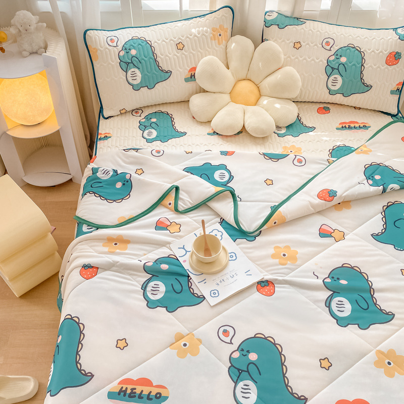 乳胶凉席床笠款夏被四件套乳胶席三件套夏凉被空调被冰丝高清大图