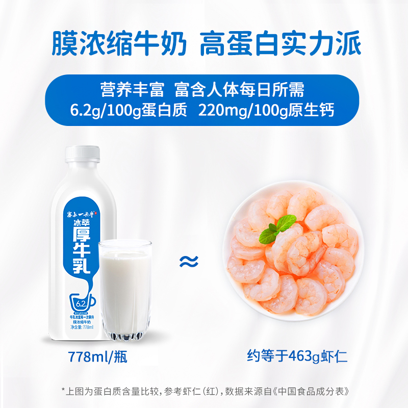 塞上一头牛冰萃厚牛乳778ml*2瓶 膜浓缩牛奶 6.2g蛋白质 天然芝士口味 咖啡茶饮好伴侣