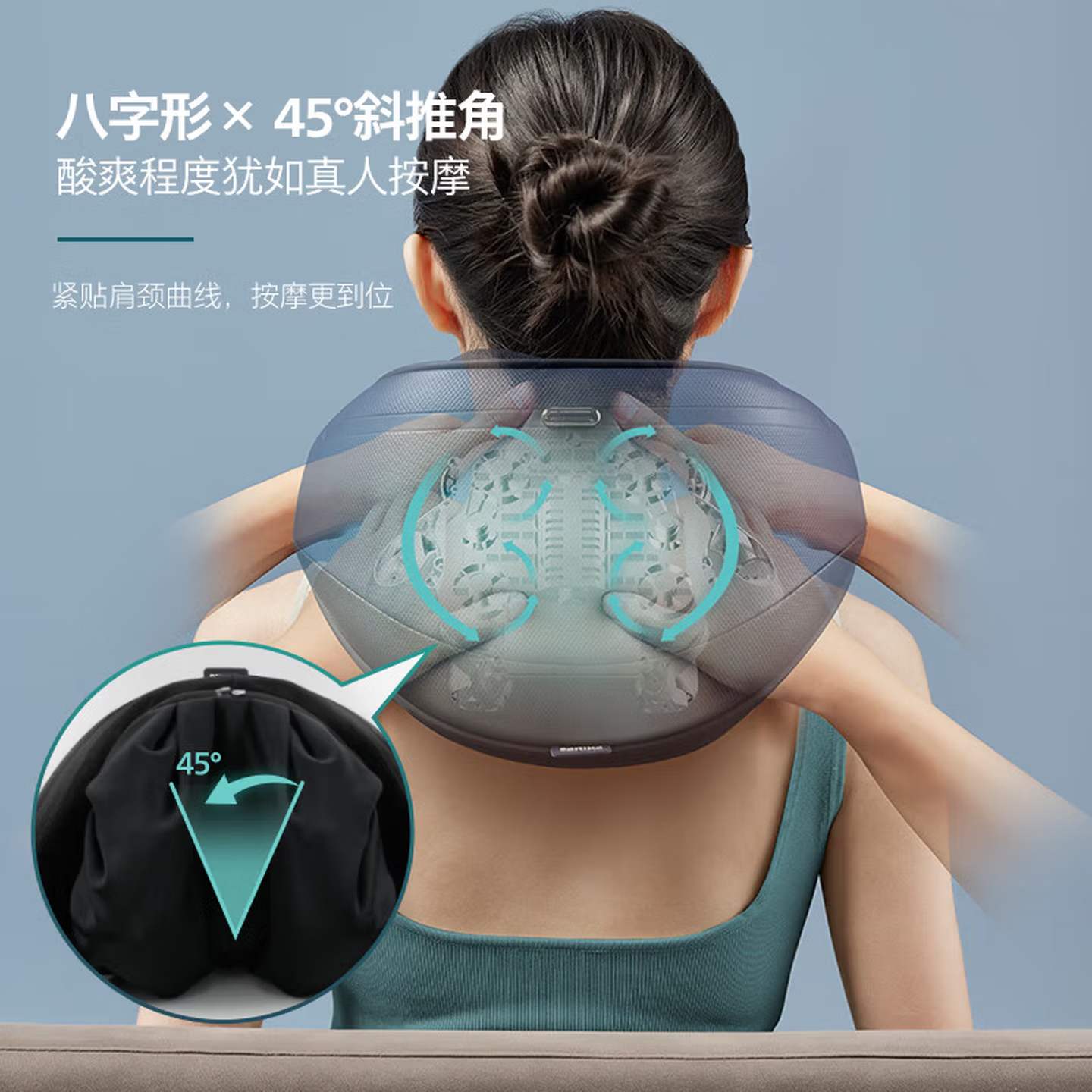 飞利浦(PHILIPS)颈椎按摩器按摩披肩斜方肌肩颈腰揉捏背部热敷按摩仪PPM5201N 送父母亲节日生日礼物高清大图