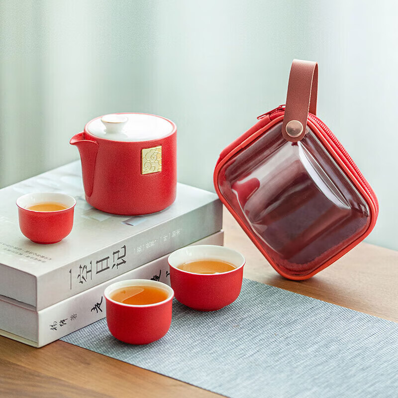 多样屋 鎏金如意 单人便携旅行陶瓷茶具 TA31-0053BP