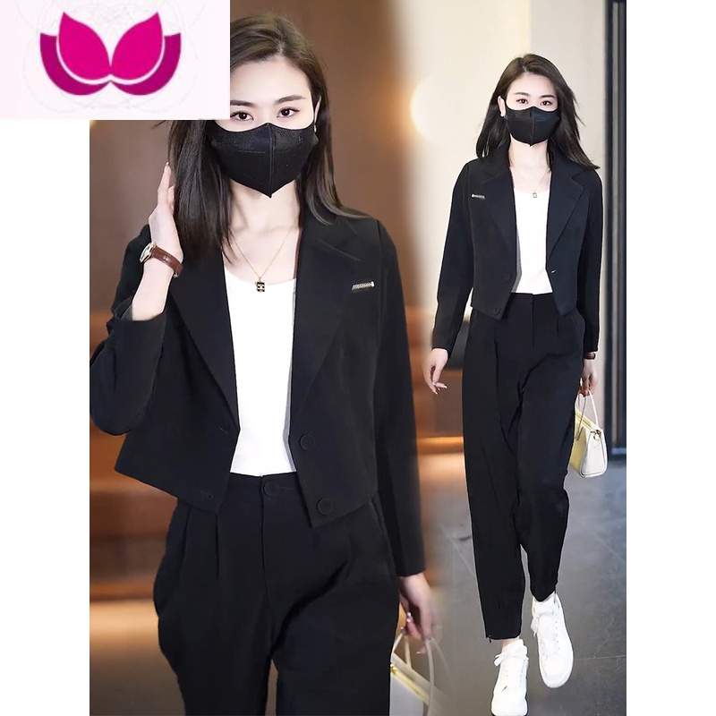 七斓职业套装休闲时尚女士2023新款小西装套装小个子穿搭一整套高清大图