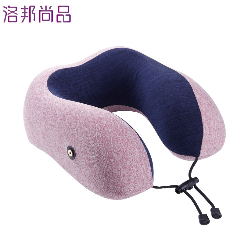 洛邦尚品 智能远红外u型枕 DRM01X 电热按摩便携飞机旅行记忆棉护颈枕 汽车头枕 办公室午睡午休靠枕头 粉色