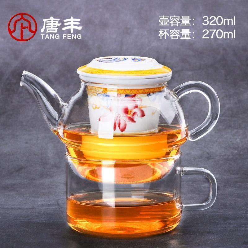 家柏饰(CORATED)玻璃飘逸杯过滤带盖茶壶陶瓷内胆便携家居旅行一壶一杯冲茶器高清大图