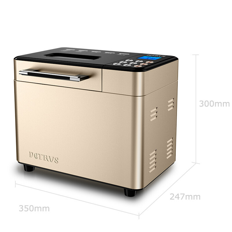 柏翠（petrus） PE8609面包机 家用全自动撒果料 冰淇淋功能 和面 双管烘烤香槟金